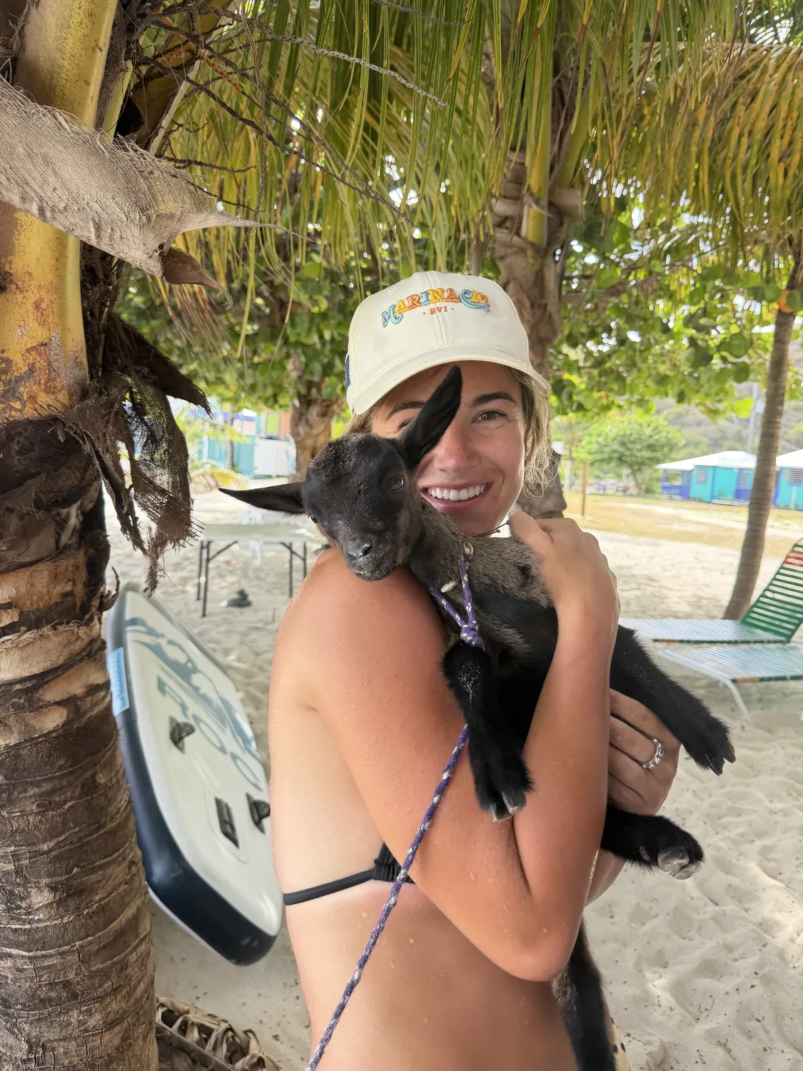A guest enjoying the beach on a BVI charter day